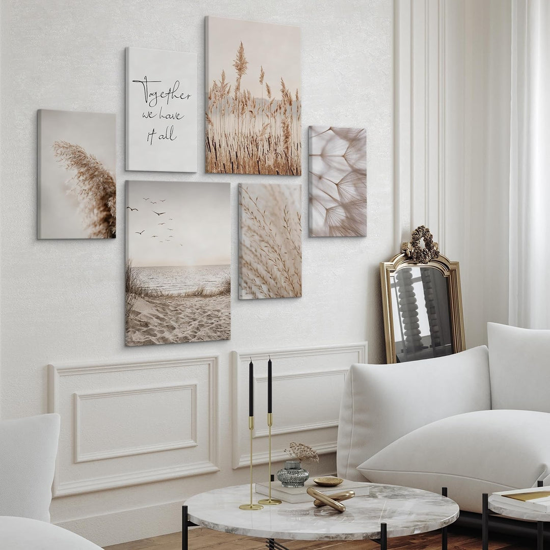 Muralo - Wandbilder Set - Leinwand Bilder Set Aufhängefertig in Boho Stil - das Leinwandbilder Set -