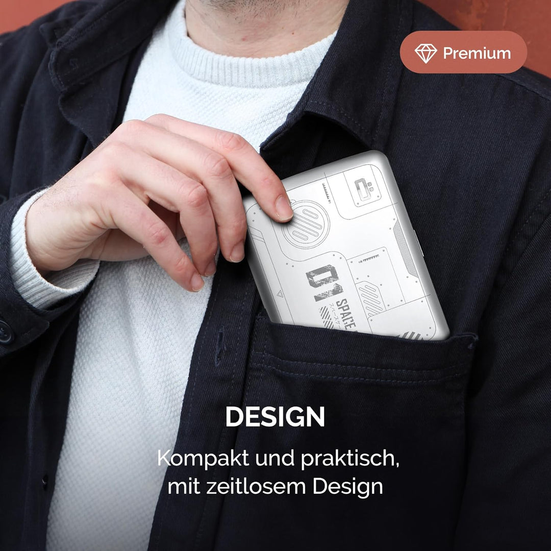 OGON Aluminium Geldbörse Smart Case V2 Large - Verstecktes Fach für Münzen und Scheine - RFID Schutz