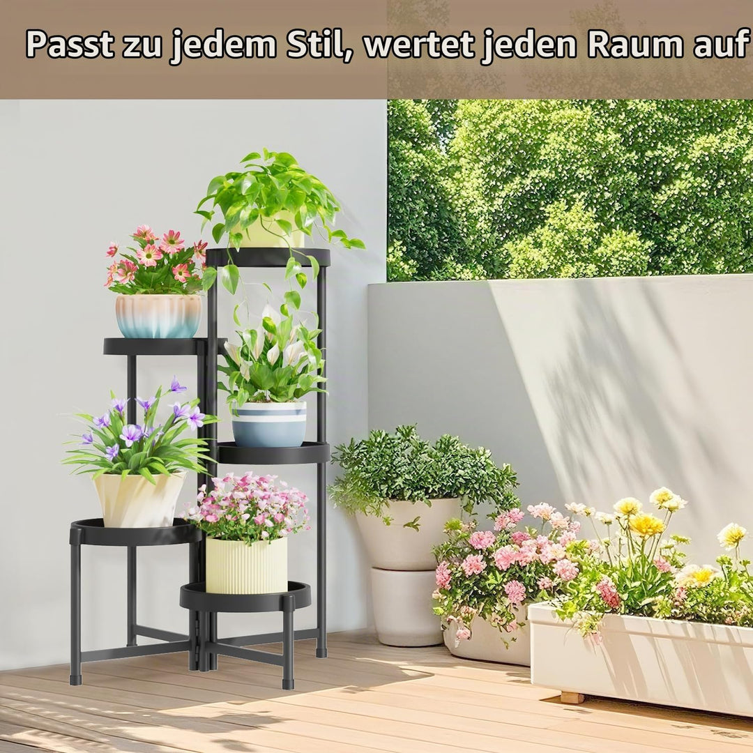 5-Stufiger Zusammenklappbarer Pflanzenständer für den Innenbereich für Mehrere Grosse Pflanzgefässe,