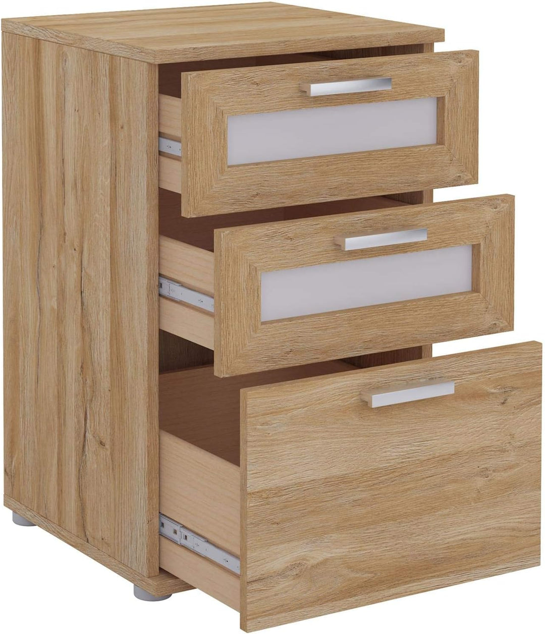 CARO-Möbel Nachttisch für Boxspringbetten MARIKE Nachtschrank Nachtkommode in Wildeiche, mit 3 Schub