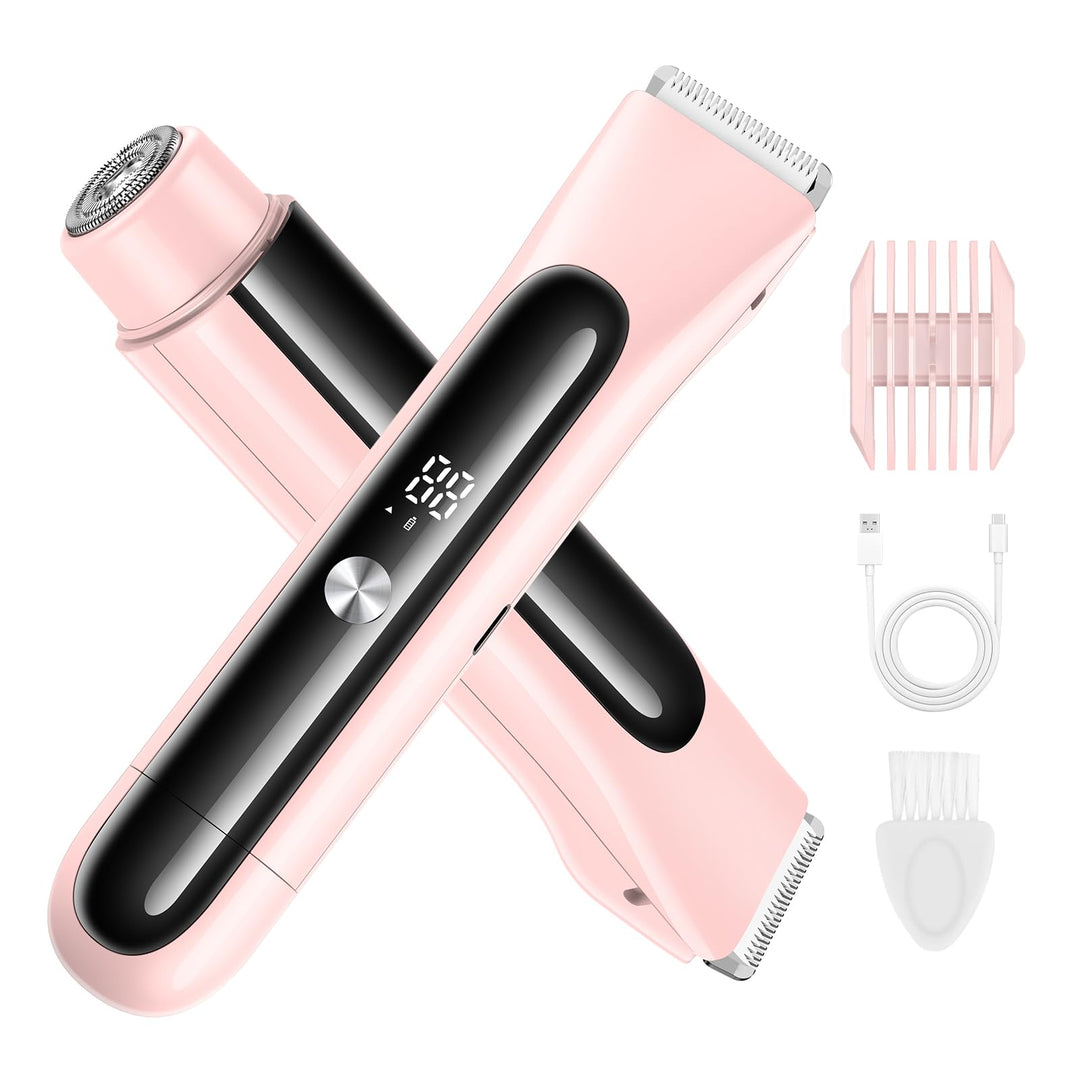 Rasierer Damen, 2-in-1 Intimrasierer für Frauen, Rasierer Damen Elektrisch mit LED Display, IPX7 Was