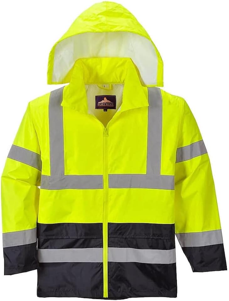 Portwest Klassische Kontrast Warnschutz-Regenjacke, Grösse: XXL, Farbe: Gelb/Schwarz, H443YBRXXL YeB