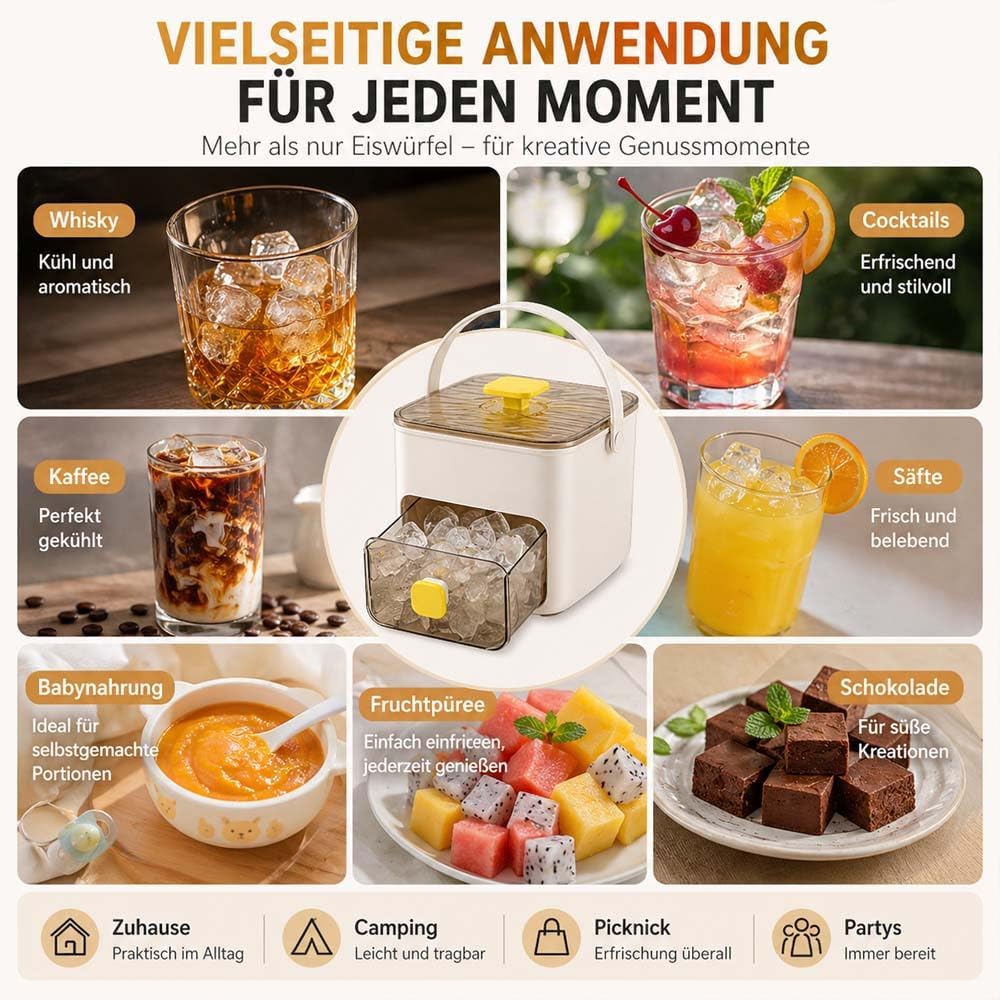 Tragbarer EiswüRfelbereiter,EiswüRfelmaschine mit Presstyp,mit 48 Gitter EiswüRfelform EiswüRfelmake