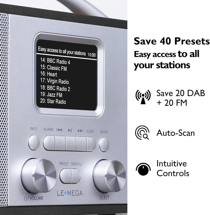 Tragbares DAB Radio | Digitalradios netz- und Batteriebetrieben | DAB Radiowecker | UKW-Radio,Blueto