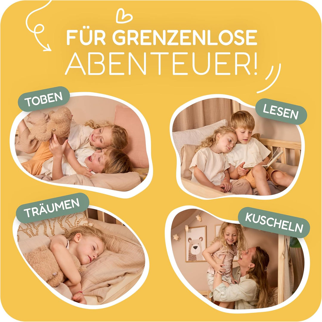 Hausbett Himmel – Aus weichem Musselin in 7 Farben – 100% Bio-Baumwolle – Traumhafte Hausbett Deko &
