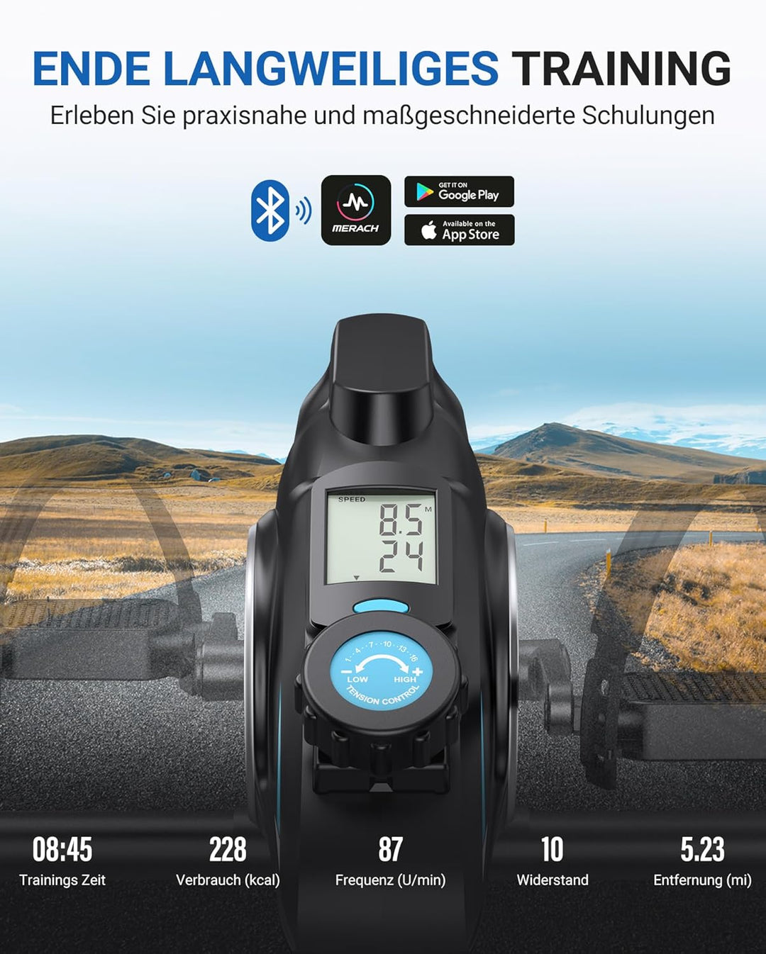 MERACH Pedaltrainer,Beintrainer für Zuhause,Mini Heimtrainer Senioren mit 2 Widerstandsbändern und R