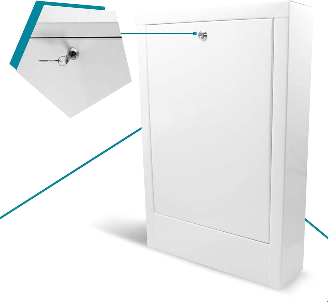 Verteilerschrank Zentrale Fussbodenheizung 2-4 Anschlüsse Aufputzgehäuse aus Weiss Pulverbeschichtet