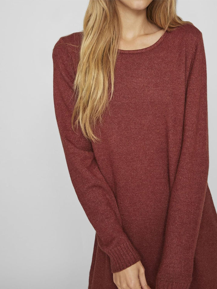 Vila Damen Viril L/S Knit Dress-Noos Kleid XS Fired Brick/Detail:dark Melange, XS Fired Brick/Detail