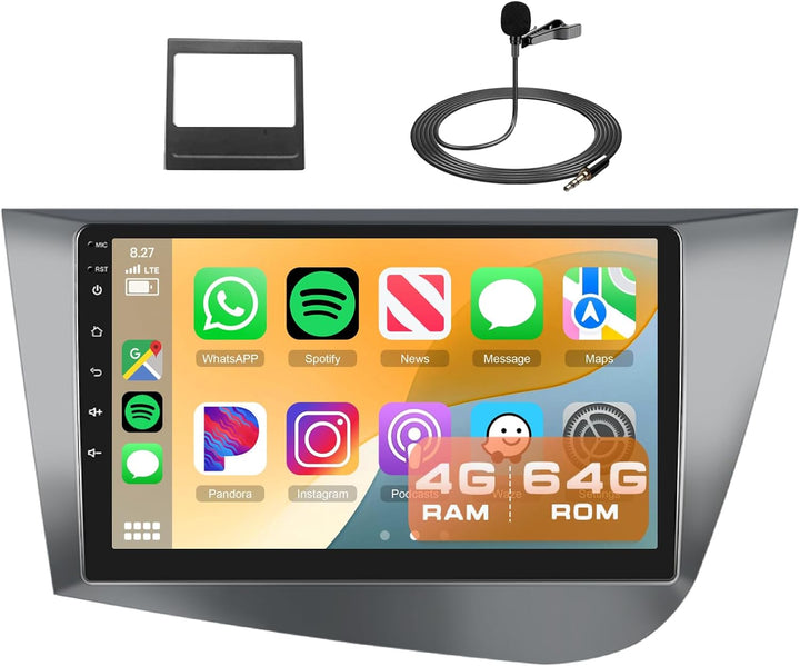 Podofo Carplay Autoradio für Seat Leon 2 MK2 2005-2012(Linkslenker),Android 2G+64G HiFi, Android Aut