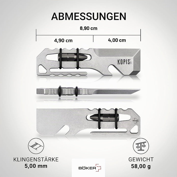 BÖKER PLUS® Grift - EDC Multifunktionstool - VA Hebel-Werkzeug rostfrei - Everyday Carry Prybar mit