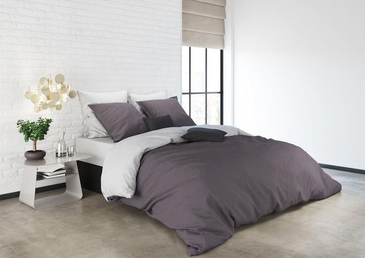 MISTRAL HOME Uni Einfarbig Wende Bettwäsche Edel Perkal 100% Ägyptische Baumwolle, Farbe:Shale Taupe
