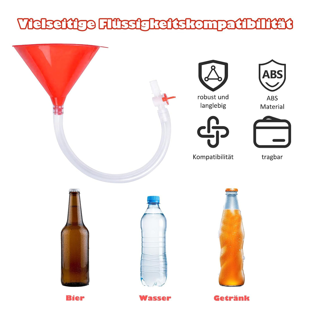 Milageto Party Biertrichter mit Ventil, Trinktrichter mit Schlauch &amp; Hahn für Partyspiel, Biercrash