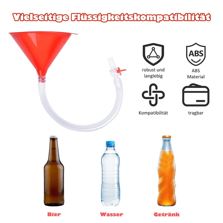 Milageto Party Biertrichter mit Ventil, Trinktrichter mit Schlauch &amp; Hahn für Partyspiel, Biercrash