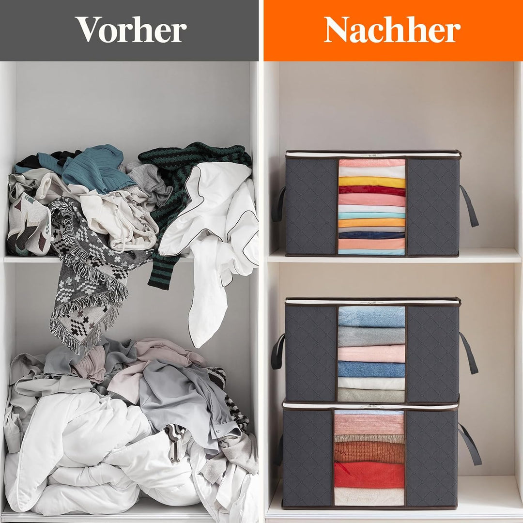 Lifewit 6 Stück Gross Aufbewahrungsbox mit Deckel, 75L Aufbewahrungstasche für Bettdecken Kleidung A