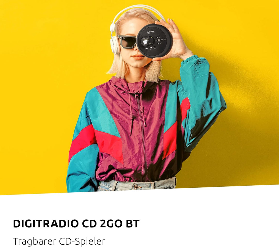 TechniSat DIGITRADIO CD 2GO BT - portabler CD-Player mit 2 Akku (Discman, mit MP3 Resume-Funktion) &