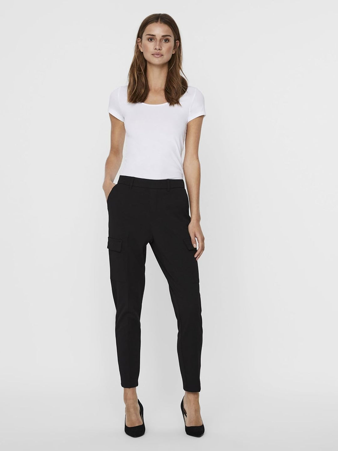 VERO MODA Damen Hose 10225280 XS Tall Schwarz, XS Tall Schwarz