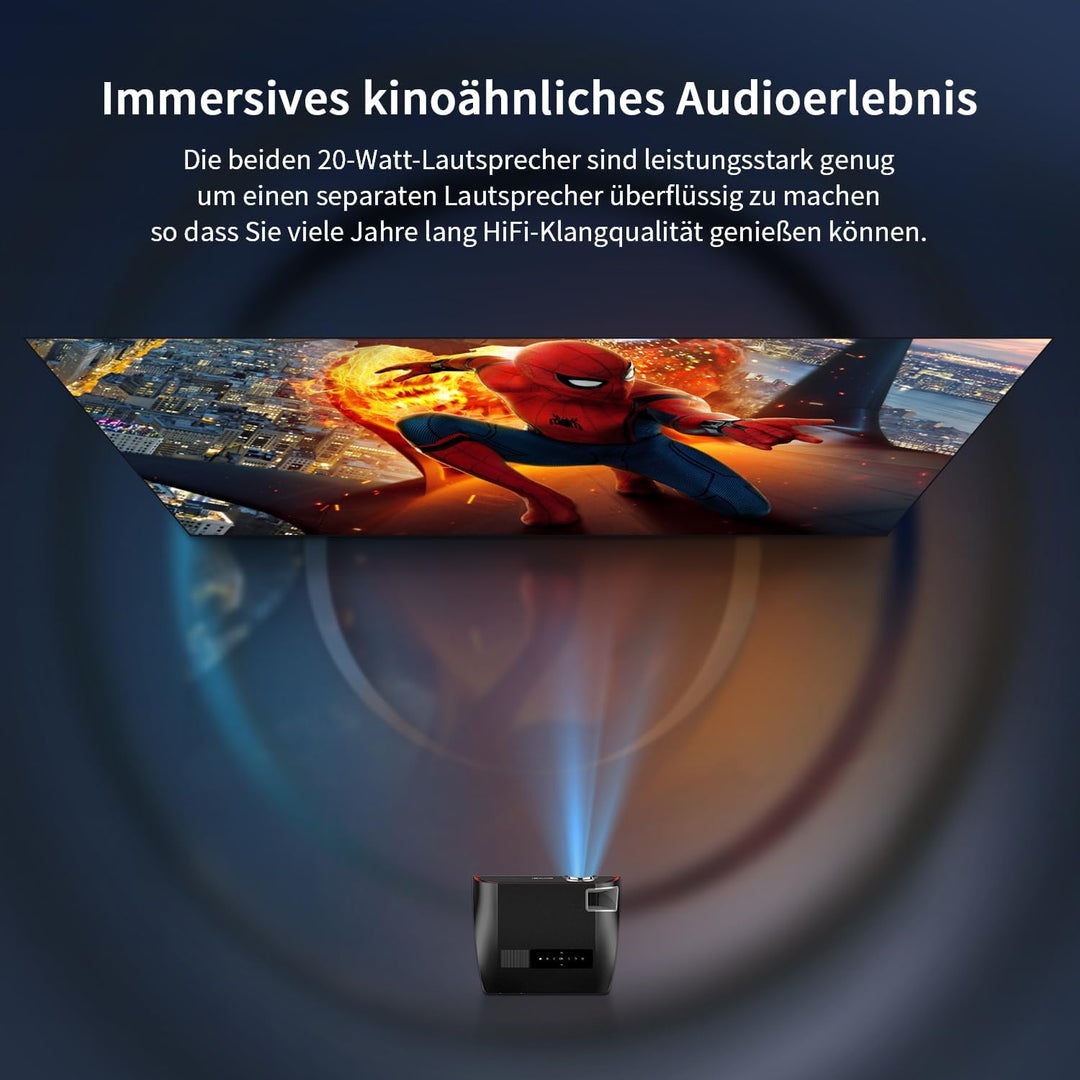 LED Beamer 4K 1800 ANSI Tageslicht Tauglich HDR10+, Smart Beamer Android WLAN Bluetooth 5.2 WIFI6 mi