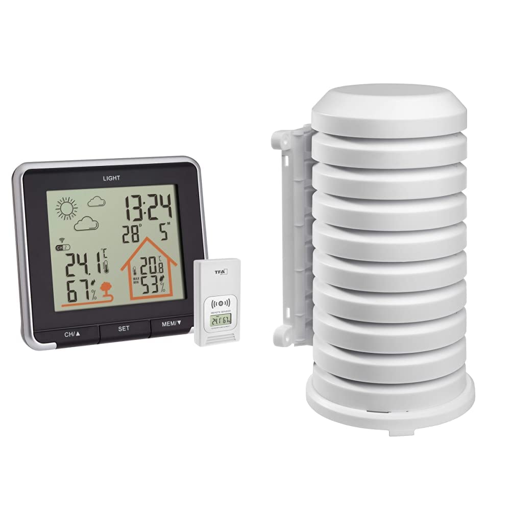 TFA Dostmann Digitale Life, Wetterstation mit Funk, Hintergrundbeleuchtung, Aussen-und Innentemperat