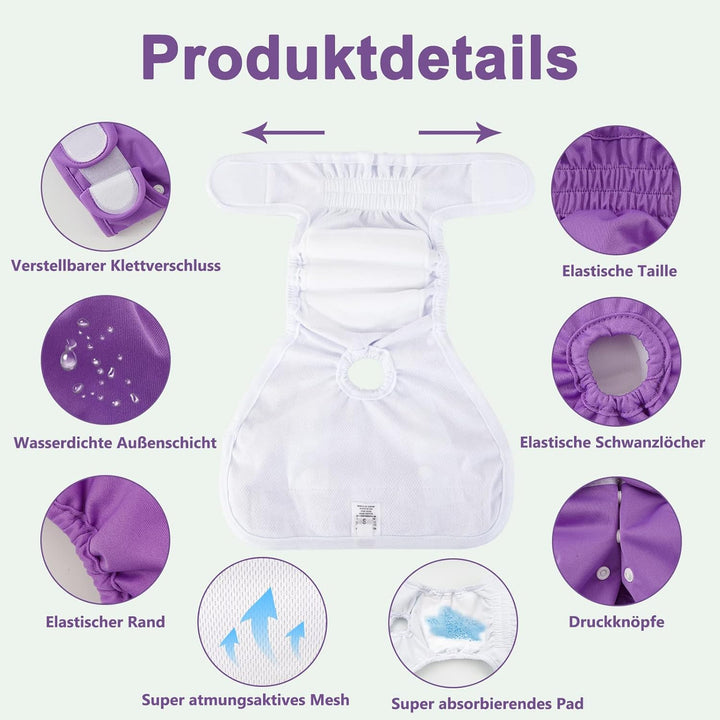 Demigreat Läufigkeitshose für Hündinnen 3 Stück S, Hochsaugfähige und Damenbinden Hundewindeln für H