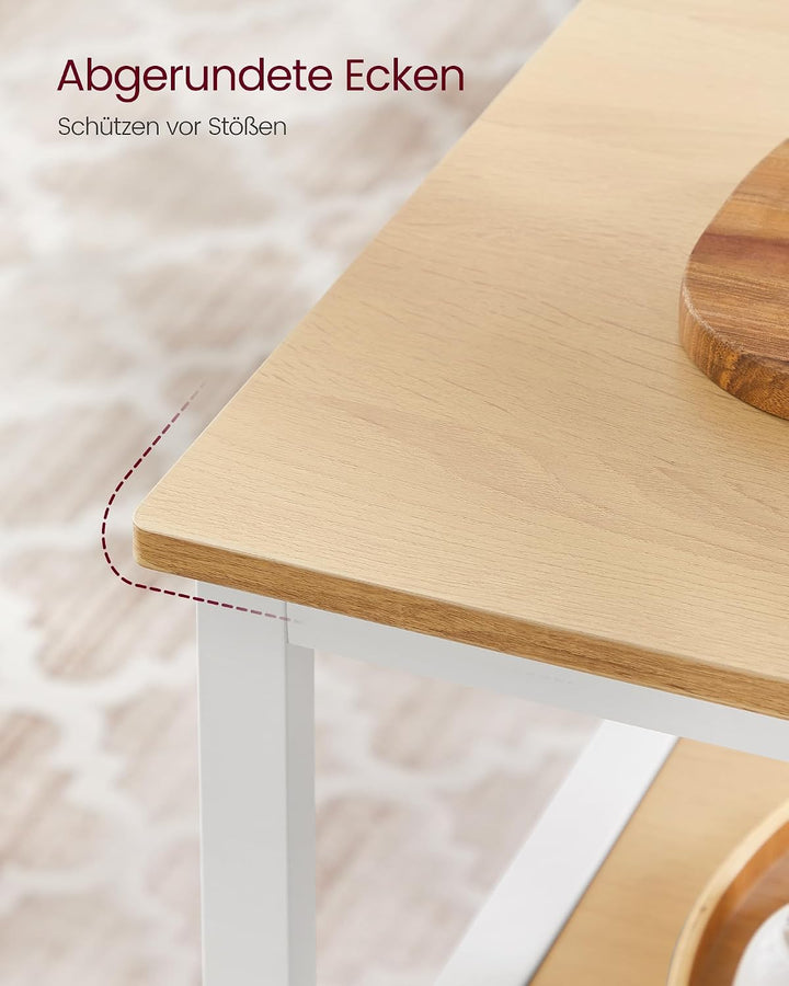 VASAGLE Küchenregal mit grosser Arbeitsplatte, 3-stufiges Gewürzregal Eichenfarben + Weiss, Eichenfa