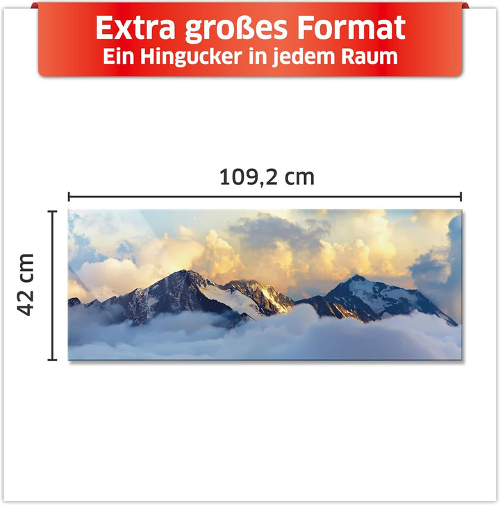 Primus Print - Wandbild Glasbild - Acrylglas Aludibond (Acryl, Berge 109,2x42 cm) Acryl Berge, Acryl