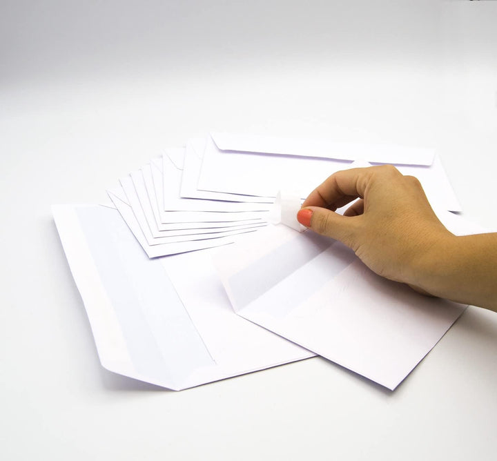 Papierumschläge, amerikanischer weisser Umschlag mit Fenster, Masse 220 x 110 mm, weisse Papierumsch