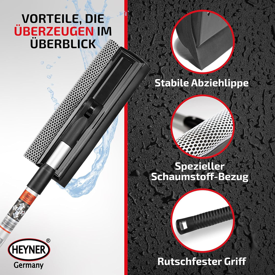 HEYNER® Scheibenreiniger mit Teleskopgriff I klappbar 50-80cm lang I Fensterwischer für Auto, Wohnmo