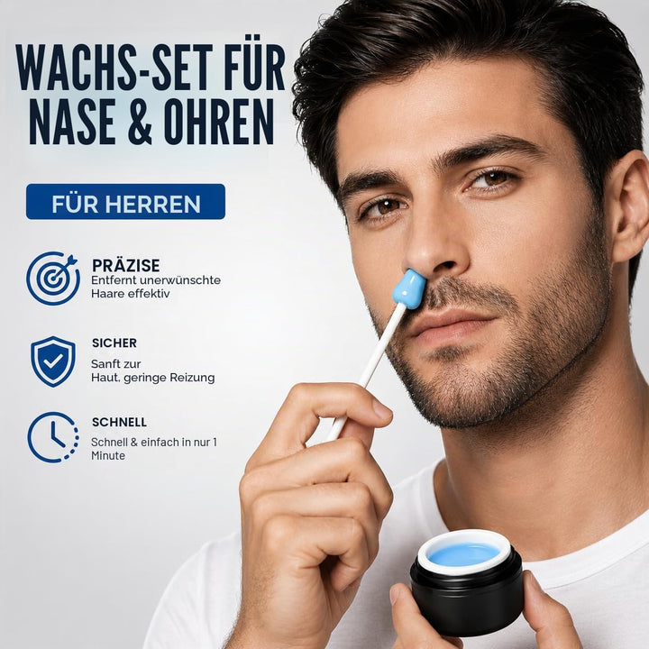 Nasenwachs-Set, schwarz, tragbarer Wachswärmer zur Haarentfernung mit 100 g Wachs, 10 Applikatoren,