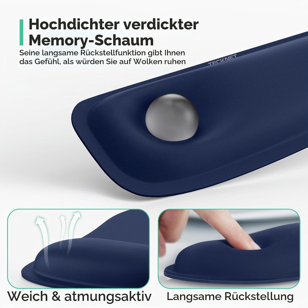 TECKNET Mauspad mit Handauflage, Gelkissen Mousepad und Tastatur Handgelenkauflage Set aus ergonomis