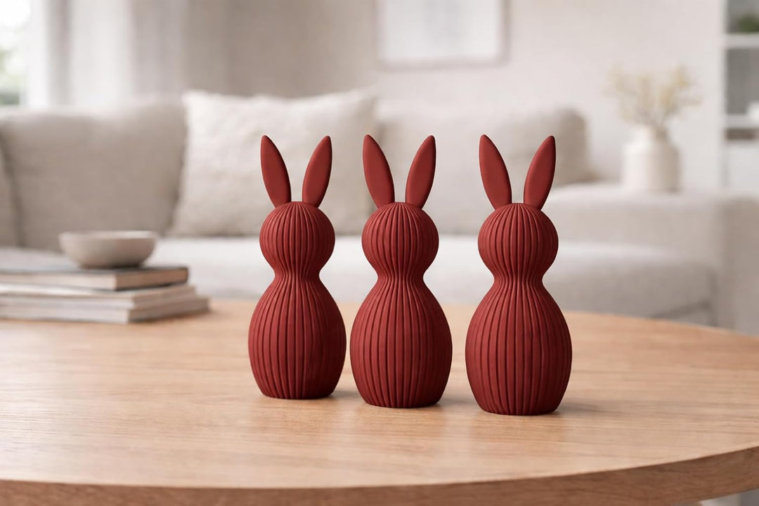 ALBA Hasen Deko 3er Set 12 cm – 3D Druck Deko Figuren im Skandinavischen Stil – Moderne Osterdeko Mi