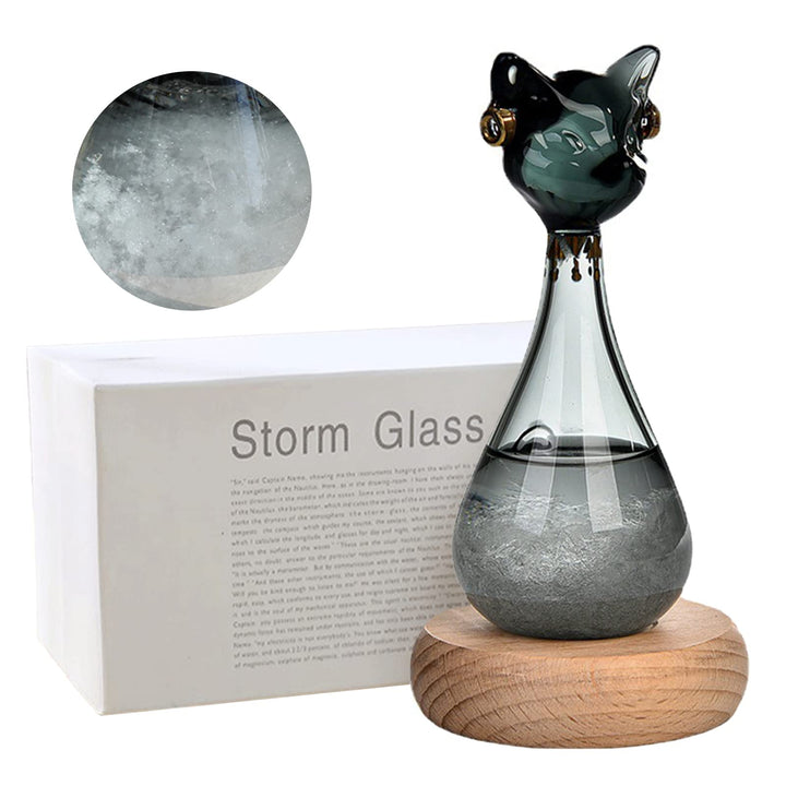 Sturmglas Wetterstation, Wettervorhersage-Flasche in Katzengestalt, Wetter Barometer Glas Tropfen mi