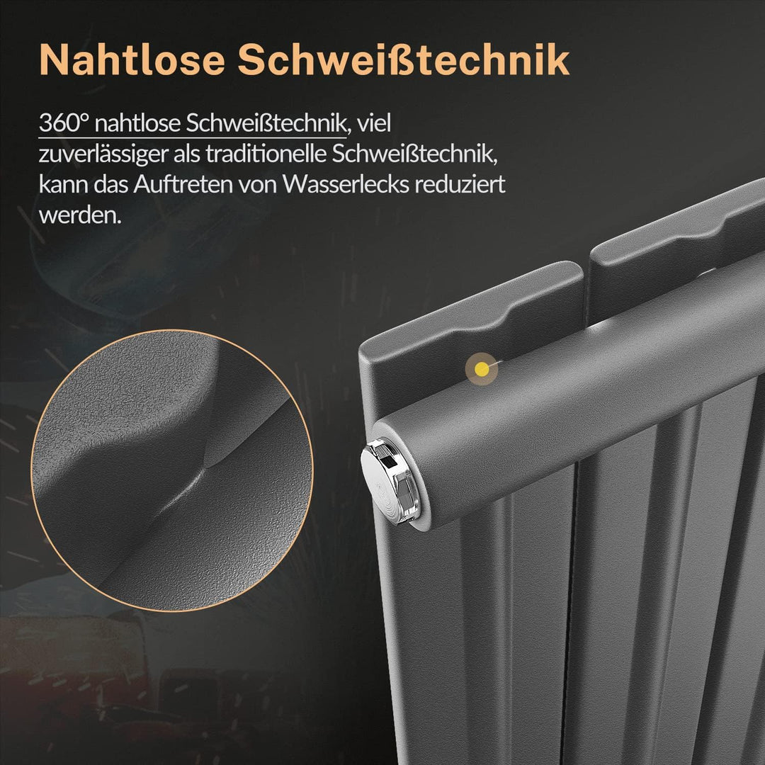 ELEGANT Paneelheizkörper Horizontal 630 x 616 mm Anthrazit Badezimmer/Wohnraum Einlagig Horizontal H