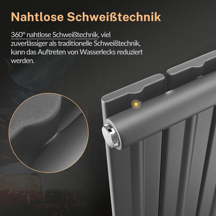 ELEGANT Paneelheizkörper Horizontal 630 x 616 mm Anthrazit Badezimmer/Wohnraum Einlagig Horizontal H