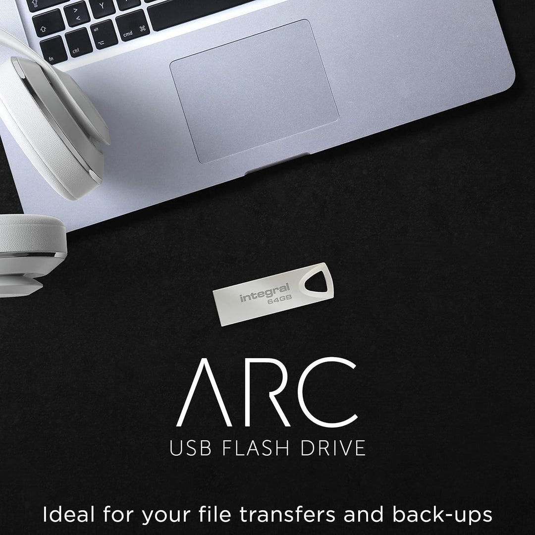 Integral 64GB USB-Speicher 2.0 Flash-Laufwerk Arc mit Metallgehäuse für Schlüsselringe, eine stilvol