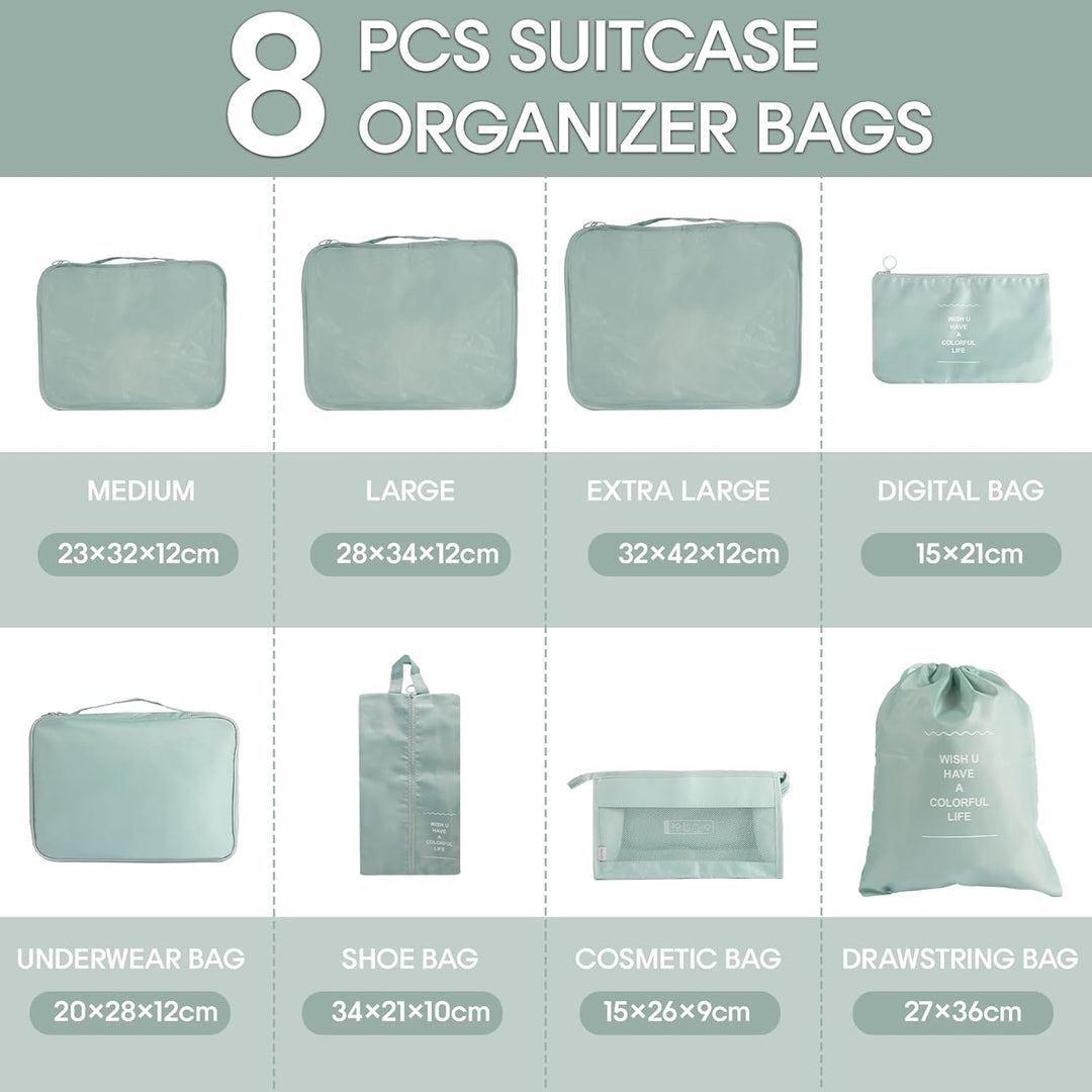 MosaiRudo 8-teilig Koffer Organizer Set, Packing Cubes, Packwürfel für Urlaub & Business,Reise Organ