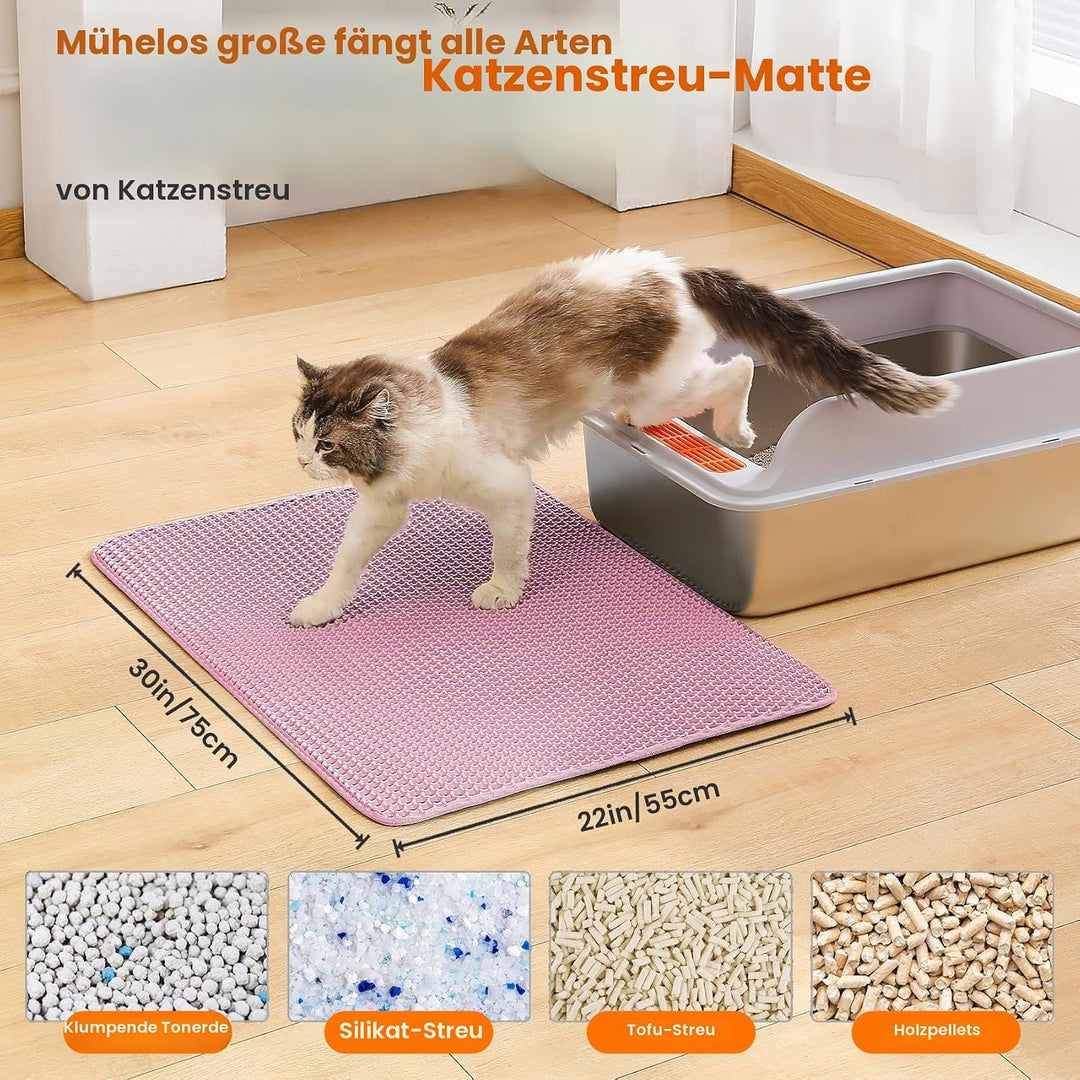 Katzenklo Matte, 75x55cm Grosser Doppelschichtiger Katzenklo Unterleger, wasserdichte Langlebige Ent