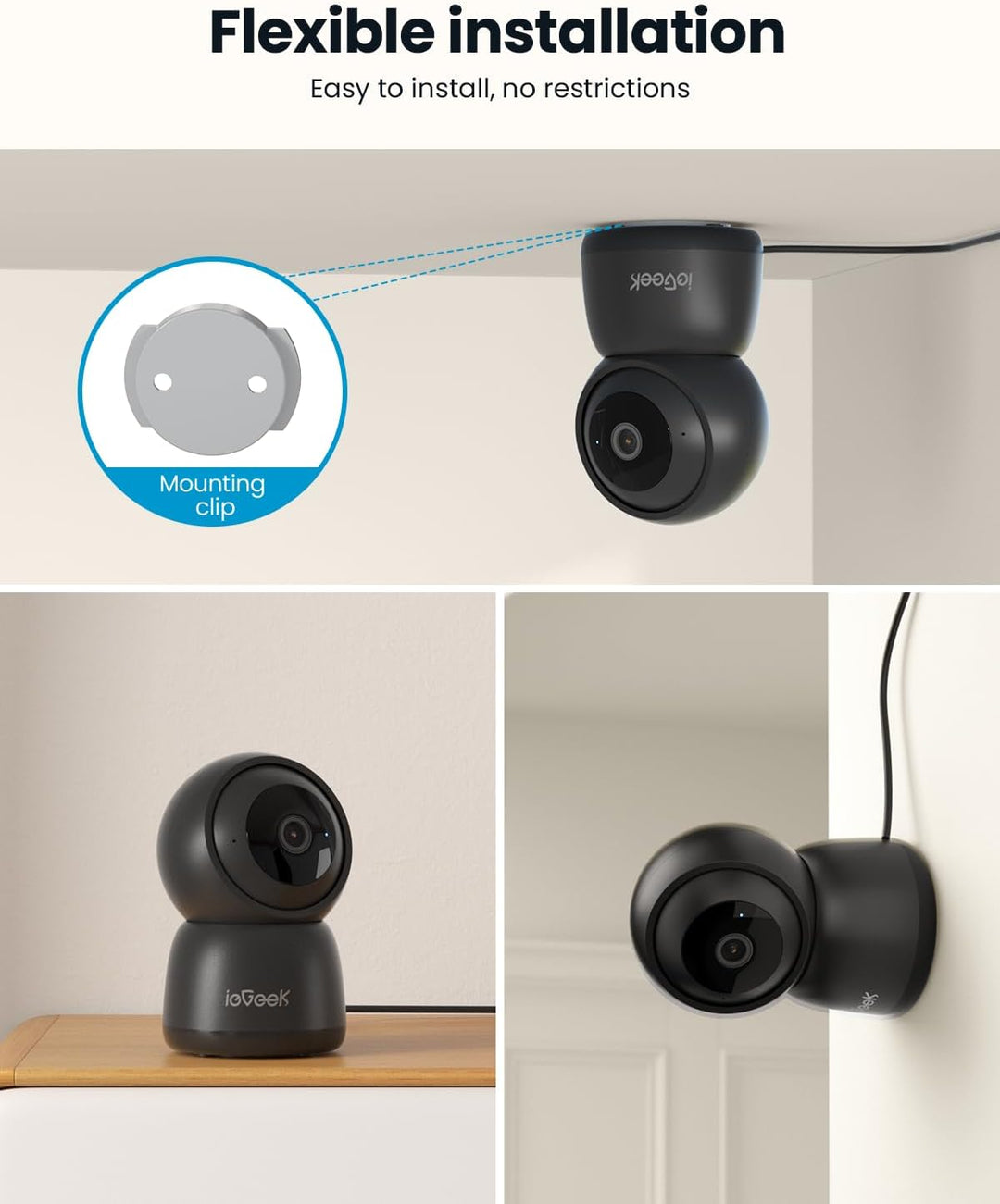 ieGeek Überwachungskamera Innen, 2K Kamera Überwachung Innen, 360° WLAN Kamera Indoor, Zwei-Wege-Aud