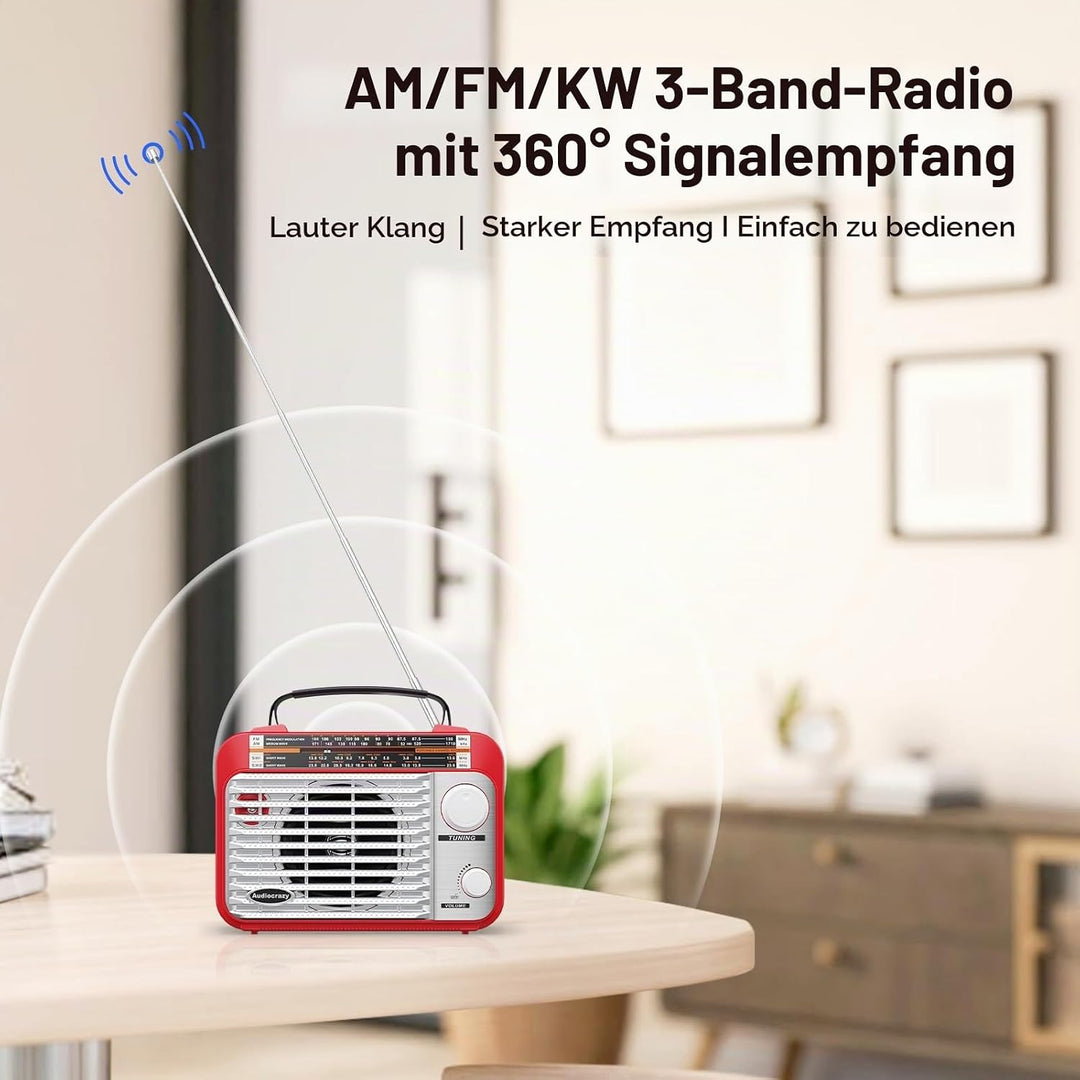 Multiband AM/FM/SW1-2 Radio Transistorradio AC oder batteriebetrieben mit bestem Empfang Grosser Lau