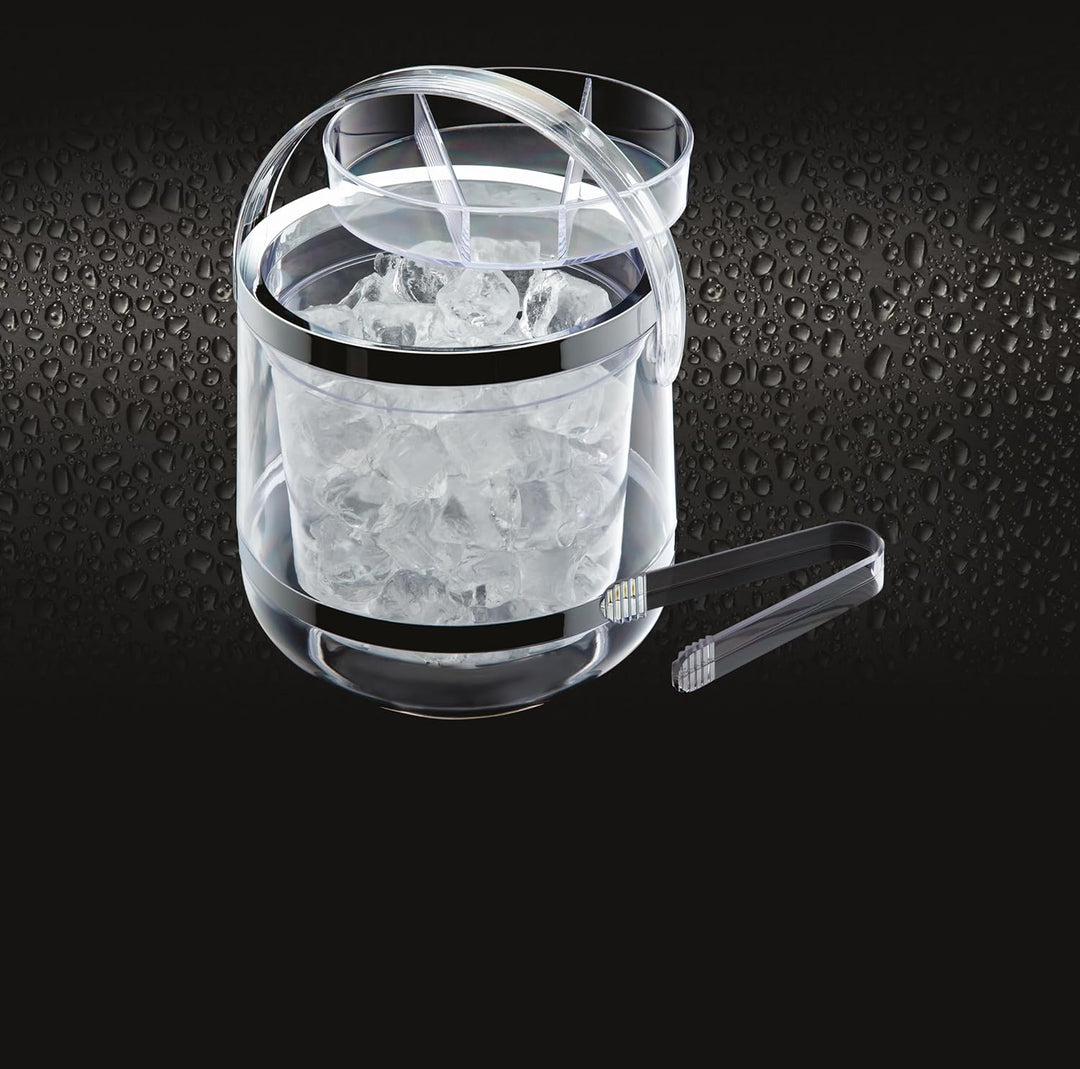 BarCraft Isolierter Eiskübel mit Deckel und Zangen in Geschenkbox, Kunststoff, 2,5 Liter