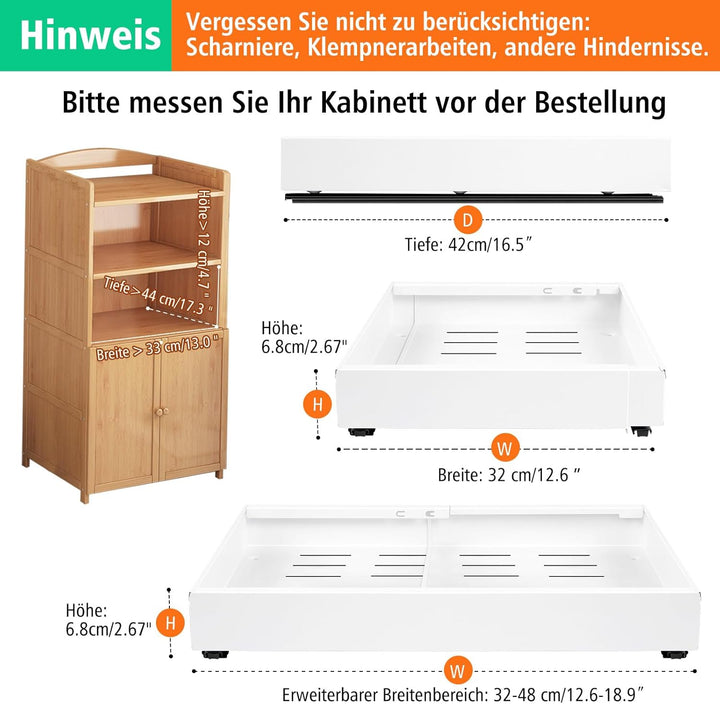 NAYAHOSE Teleskopschublade,Dehnbar Ausziehbarer Schrank Organizer, Kohlenstoffstahl Ausziehbare Schu