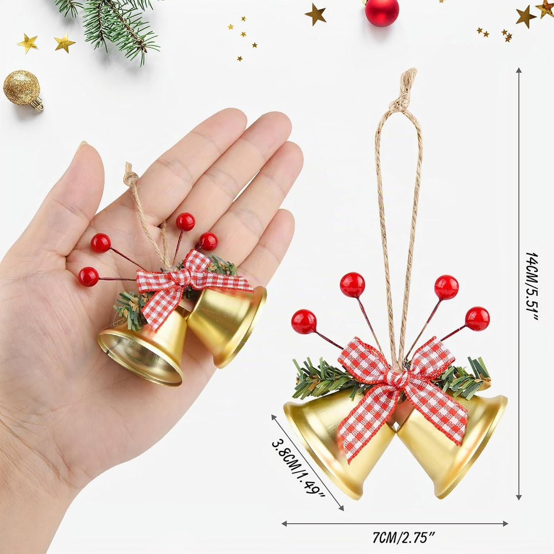 ASTARON 12 Stück Weihnachtsglocken-Ornamente, Weihnachtsbaumschmuck, Glöckchen mit Stechpalmenbeeren