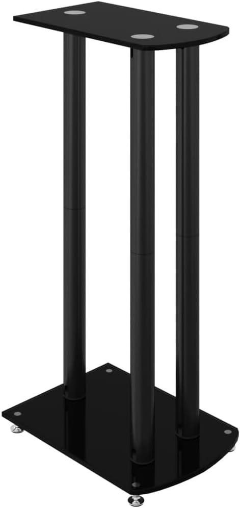 vidaXL Lautsprecher-Ständer 2 STK. Schwarz Hartglas 3 Säulen, Schwarz