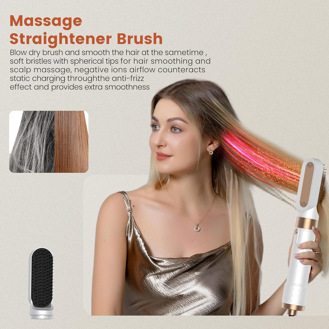 Hairstyler 5 in 1 Hair Styler Set, Haarstyler mit Luft Lockenstab Föhn Thermal Brush Glättbürste, Mu