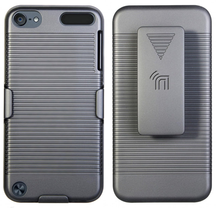 Nakedcellphone Schutzhülle mit Clip für iPod touch 7/6/5, gerippt, Hartschale, Gürtelholster, mit St