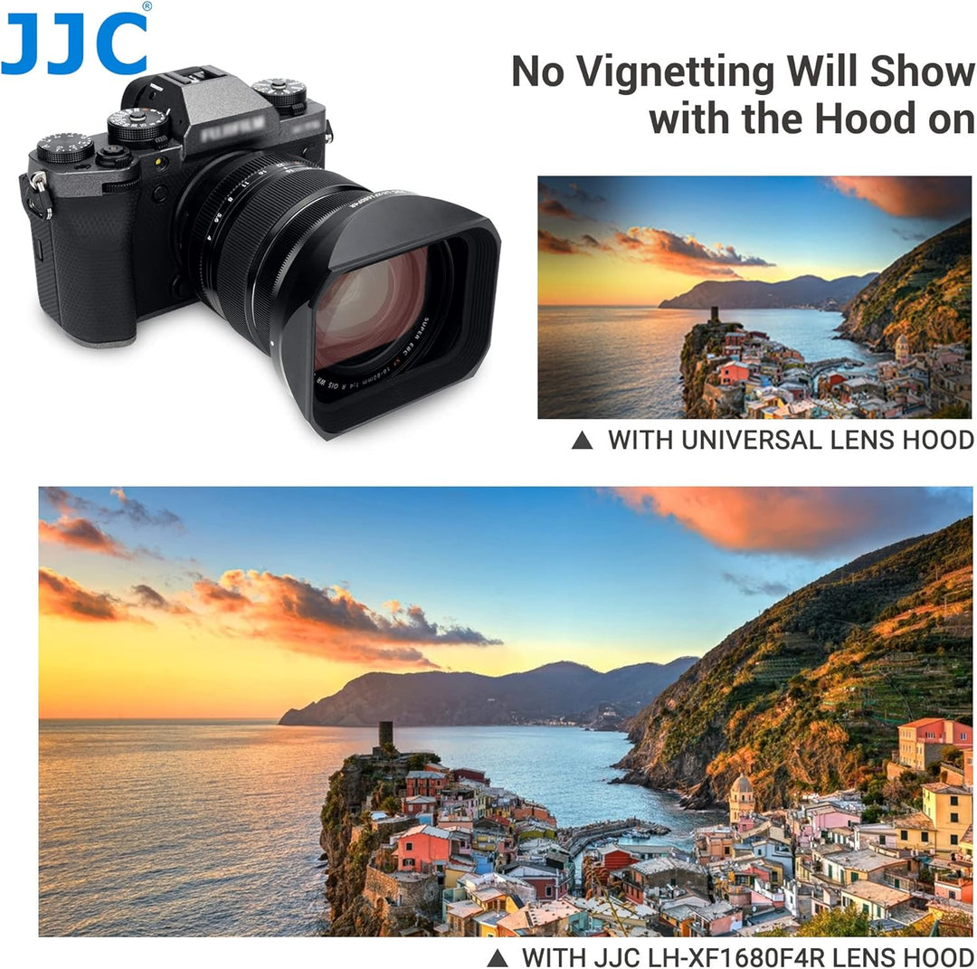 JJC Gegenlichtblende Schwarz für Fujifilm FUJINON XF16-80mmF4 R OIS WR Objektiv mit Schiebedeckel (7