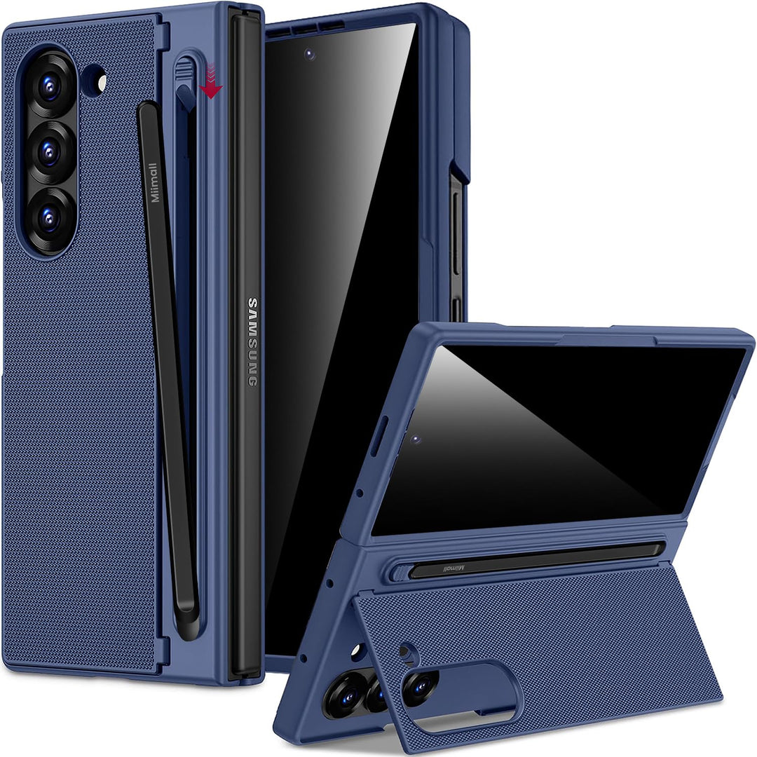 Miimall Kompatibel mit Samsung Galaxy Z Fold 5 Hülle mit S-Pen & Stifthalter, [Anti-SPY Displayschut