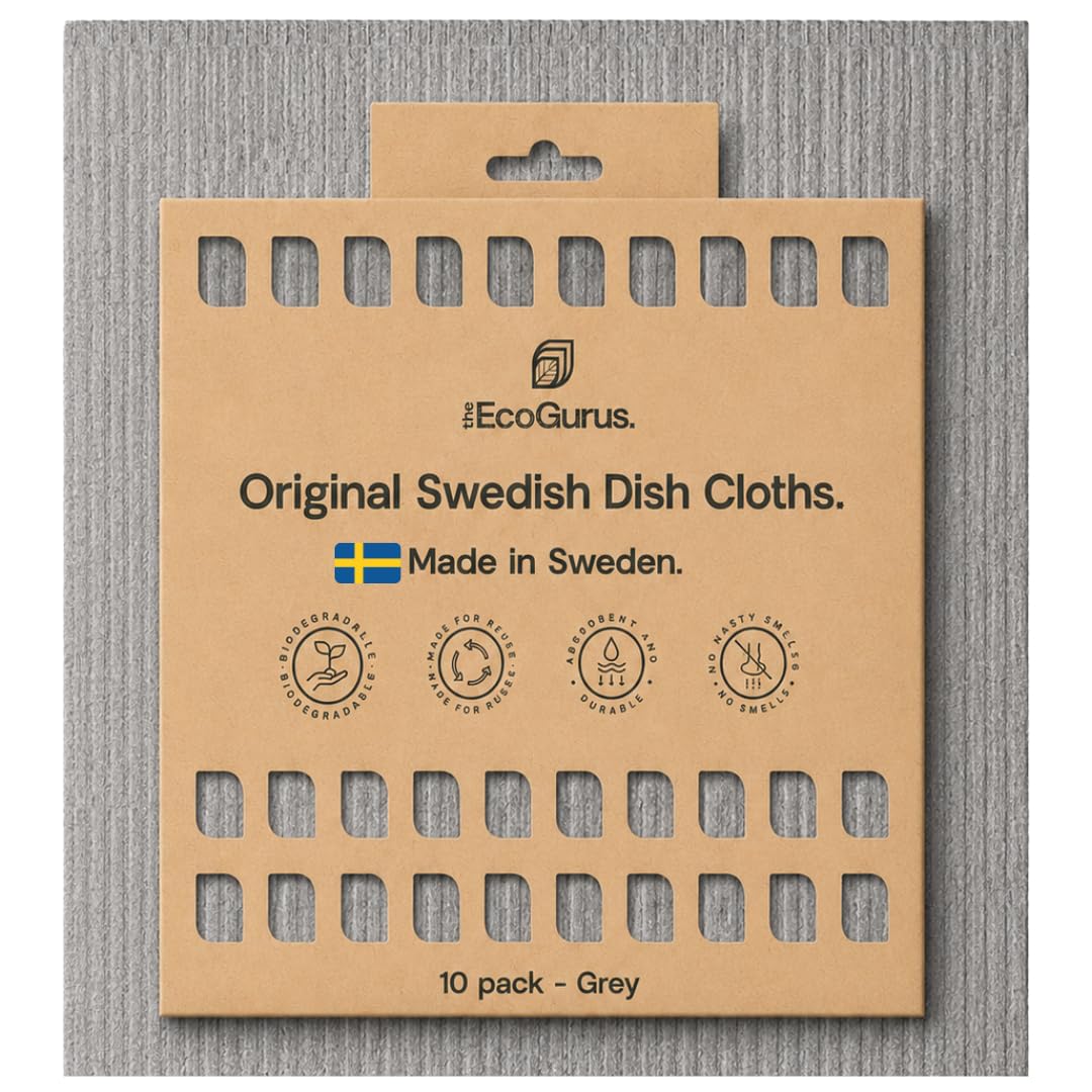 10er-Pack geruchsneutrale, Wiederverwendbare schwedische Spültücher, hergestellt in Schweden, biolog