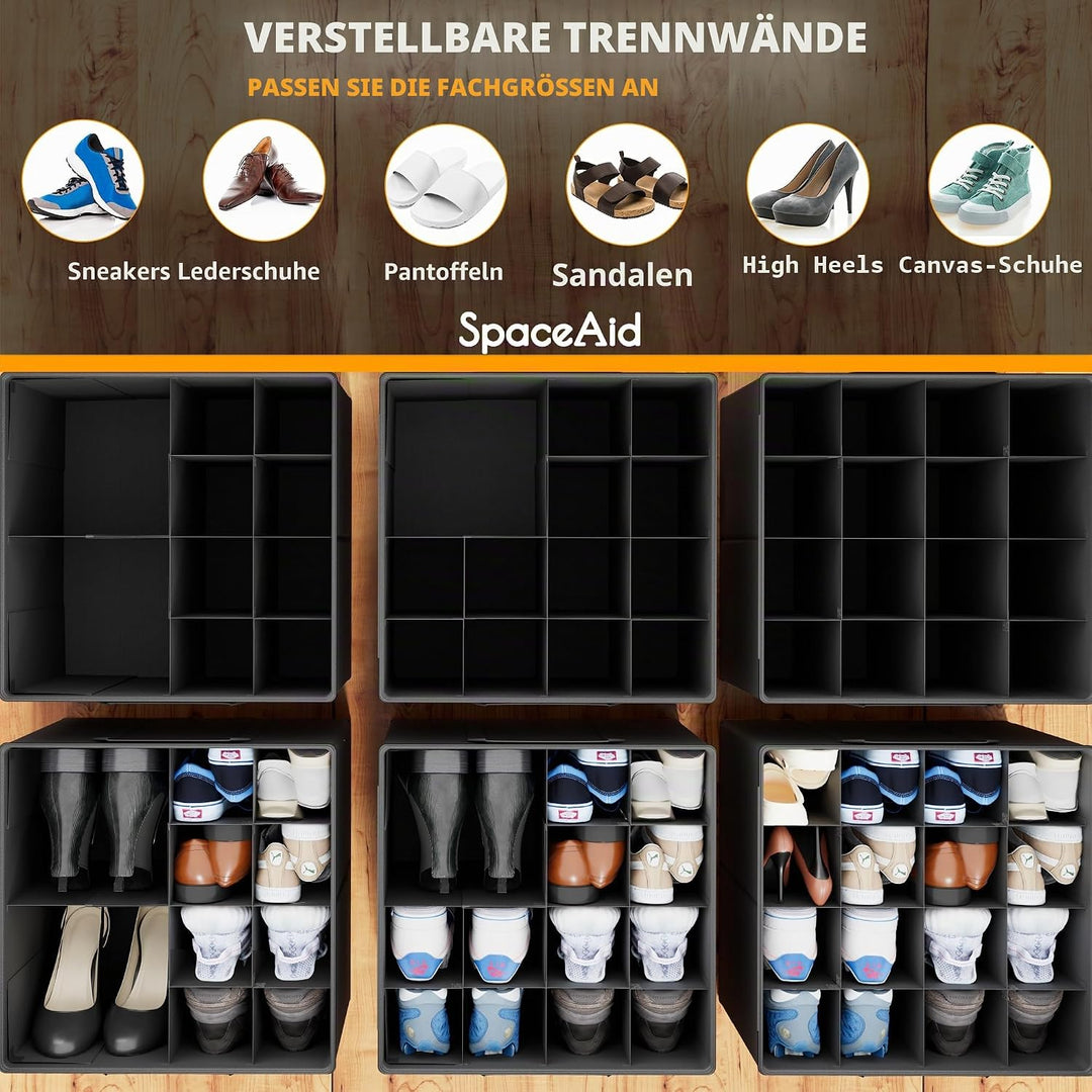 SpaceAid Schuh-Organizer für Schrank, 2 Stück, faltbare Schuhaufbewahrungsbehälter, Körbe, Boxen mit