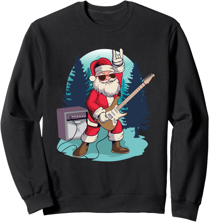 Santa Claus playing Guitar Funny Rock Christmas Music Gift Sweatshirt