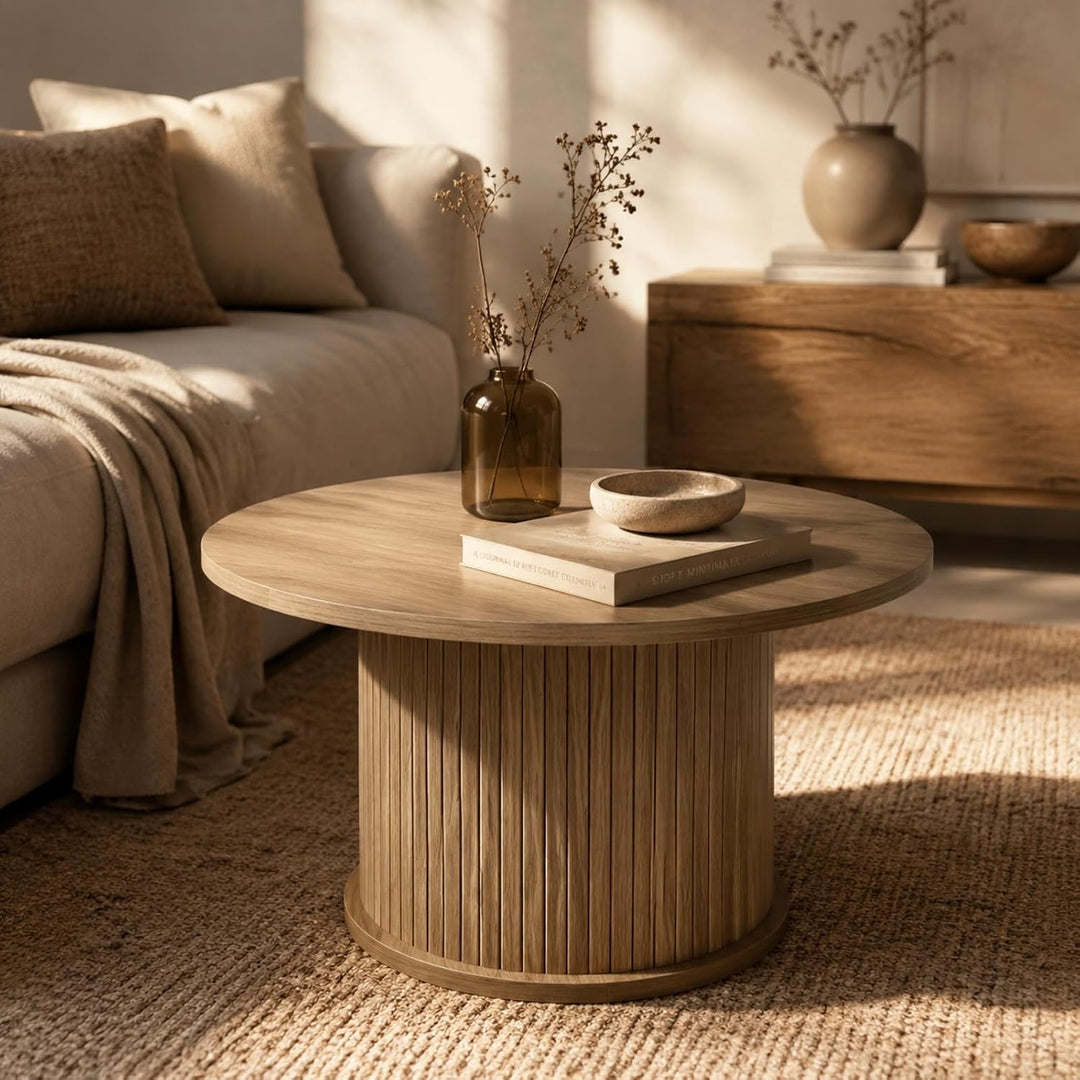 Gerippter Couchtisch, 70 x 40 cm, MDF-Holz